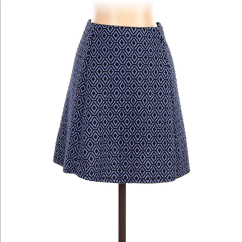 Blue Ikat Print Skater Skirt